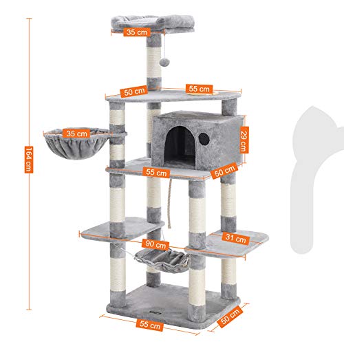 Cat Tree, Play Tower 164 cm, Light Grey