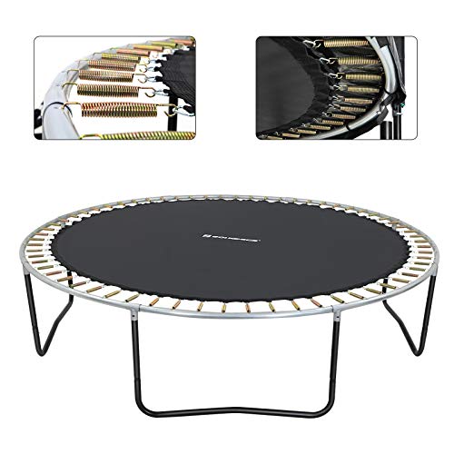 Replacement Trampoline Mat, 324 cm Dia. Jumping Mat, Fits 366 cm (12 ft) Round Trampolines, with 72 V-Rings for 13.5-14 cm Long Springs, Black