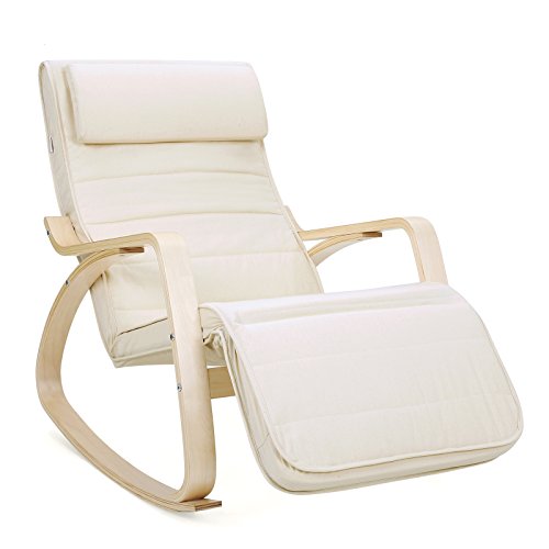 Sunlounger Relaxing Rocking Chair with Adjustable Footrest Max Load: 150 kg Beige