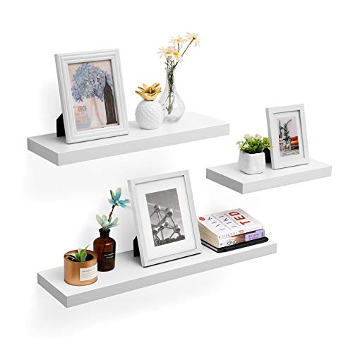 Floating Shelf, Wall Shelf for Photos, 60 cm, Decorations, in Living Room, Kitchen, Hallway, Bedroom, Bathroom, White