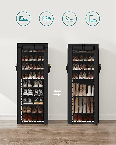 10-Tier Fabric Rack, Shoe Organiser, Large Capacity, Easy Assembly, Dustproof, 58 x 28 x 160 cm, Black