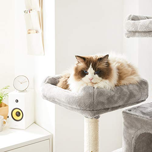 Cat Tree with Pompoms, Cat Tower 150 cm, Light Grey