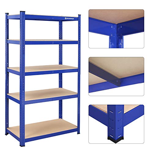 Shelving Unit, 5-Tier Heavy-Duty Storage Rack with Adjustable Shelves, Max. Load 875 kg (175 kg per Tier), for Garage, Shed, Basement, 180 x 90 x 40 cm, Blue