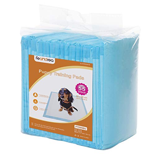 55 Pack Pet Training Pads Disposable Puppy Toilet Mats with Highly Absorbent 5-Layer Design and Leakproof Base for Puppies Dogs Cats 60 x 90 cm