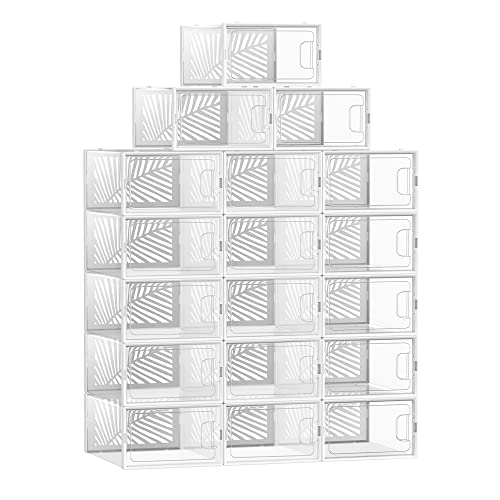 Shoe Boxes, Pack of 18 Shoe Storage Organizers, White