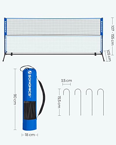 5m Badminton Net, Volleyball Net with Height Adjustable Poles, Portable Net for Junior Tennis, Beach Volleyball, Pickleball, for Garden Park Outdoors, Blue