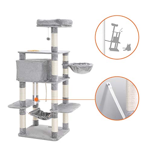 Cat Tree, Play Tower 164 cm, Light Grey