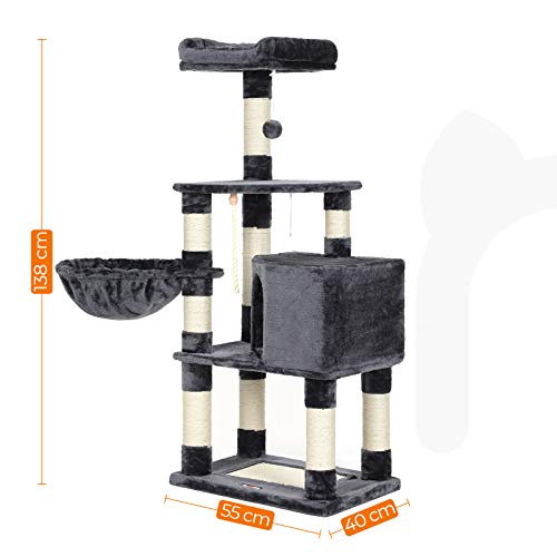 Stable Cat Tree, Play Tower 138 cm, Smoky Grey