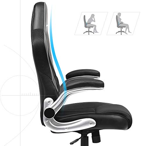 Office Chair Ergonomic Swivel Chair with Folding Arms and Nylon Star Foot