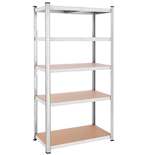 5-Tier Shelving Unit, Steel Shelving Unit for Storage, Tool-Free Assembly, for Garage, Shed, Load Capacity 600 kg, 50 x 100 x 200 cm, Silver