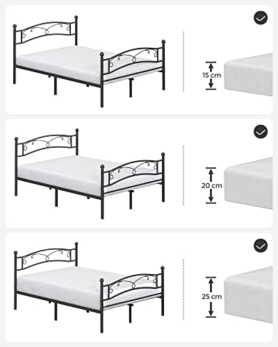 Double Bed Frame Metal Bed Frame Fits 140 x 190 cm Mattress Guest Bed Easy Assembly Black