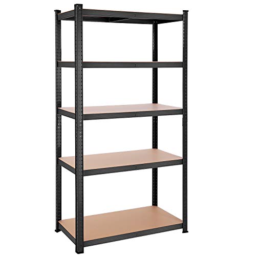 5-Tier Shelving Unit, Steel Shelving Unit for Storage, Tool-Free Assembly, for Garage, Shed, Load Capacity 600 kg, 50 x 100 x 200 cm, Black