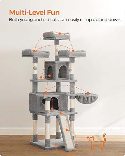 Cat Tree, XXL Cat Condo 172 cm, Light Grey