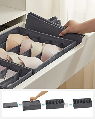 Underwear Drawer Organisers, Closet Underwear Storage for Bras, Socks, Ties, and Scarves, Foldable Fabric Storage Boxes, Set of 8, Grey