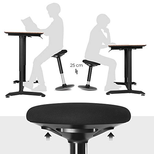 Standing Desk Chair, Standing Stool, Ergonomic Wobble Stool, 360° Swivel Balance Chair, Adjustable Height 60-85 cm, No Assembly Required, Black