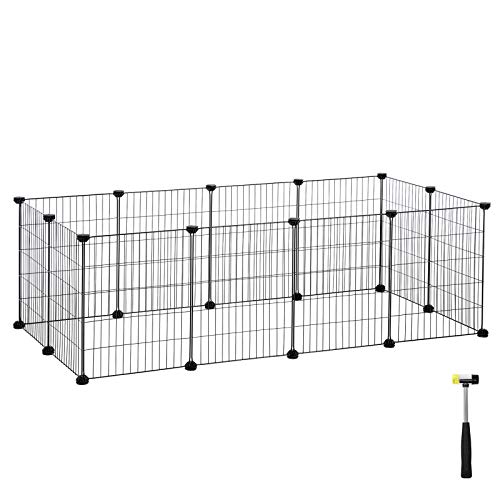 Guinea Pig Playpen, Indoor Rabbit Run Hutch Cage, Large Exercise Enclosure, DIY Metal Modular Fence for Hamster, Pet, Small Animals, Black