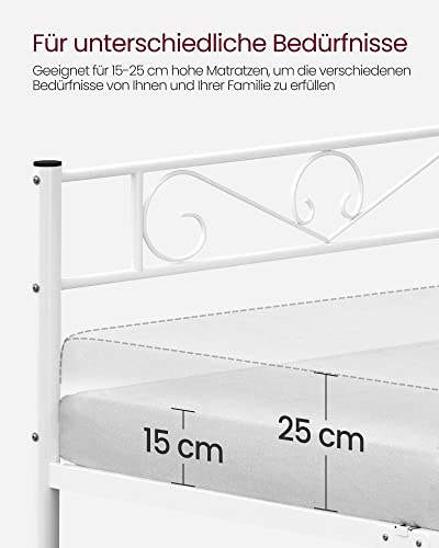 Double Bed Frame Metal Bed Frame Fits 140 x 190 cm Mattress, Guest Bed, Adults, Children, Easy Assembly, Small Spaces, White