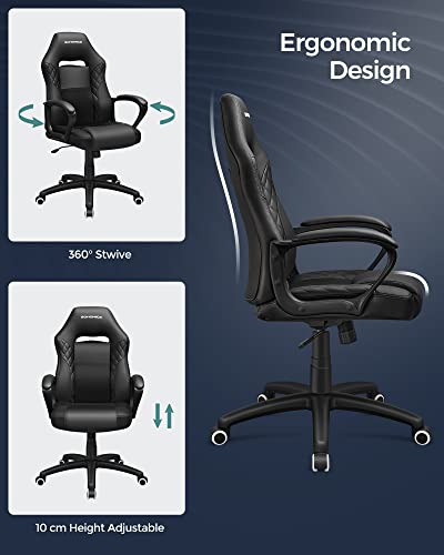 Racing Sport Office Chair with Tilt Function Computer Desk Swivel Chair PU Black