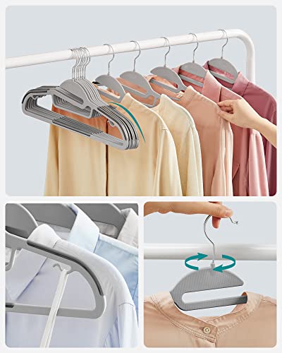 20 Pack Coat Hangers, Premium Quality Plastic Suit Hangers, Heavy Duty, S-Shaped Opening, Non-Slip, Durable, 0.5 cm Thick, Space Saving, 360º Swivel Hook, Light and Dark Grey