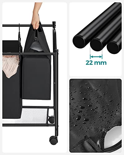 Rolling Laundry Sorter, Laundry Basket with 4 Removable Bags, Laundry Hamper, Laundry Trolley, for Laundry Room, Bedroom, Bathroom, 4 x 35L, Black