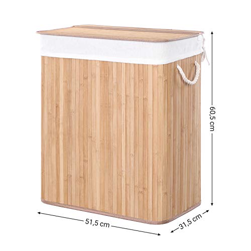 Laundry Basket with Lid, Laundry Hamper with Removable Liner Bag, Clothes Hamper with Clip and Handles, Foldable, 100L, for Laundry Room, Bedroom, Natural