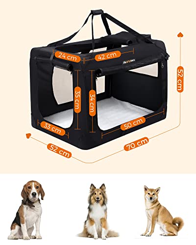 Dog Carrier, Folding Fabric Pet Carrier, 70 x 52 x 52 cm, Black