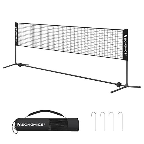 5m Badminton Net, Volleyball Net with Height Adjustable Poles, Portable Net for Junior Tennis, Beach Volleyball, Pickleball, for Garden Park Outdoors, Black