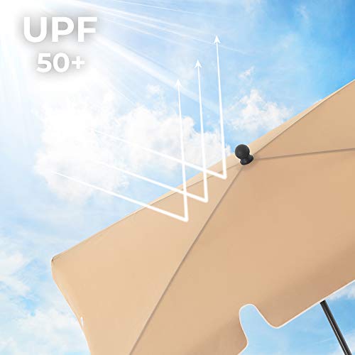 Rectangular Balcony Parasol 1.8 x 1.25 m, UPF 50+ Protection, Tilting Sunshade, PA-Coated Canopy, Carrying Bag, Garden Terrace, Base Not Included, Taupe