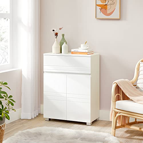 Bathroom Cabinet, Sideboard Cabinet, with Drawer, 2 Doors, Adjustable Shelf, for Hallway, 60 x 30 x 80 cm, White