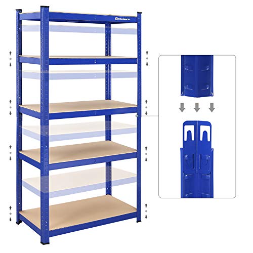 Shelving Unit, 5-Tier Heavy-Duty Storage Rack with Adjustable Shelves, Max. Load 875 kg (175 kg per Tier), for Garage, Shed, Basement, 180 x 90 x 40 cm, Blue