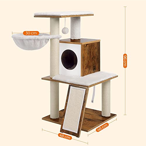 Cat Tree, 96 cm Tall Cat Tower, Walnut Colour