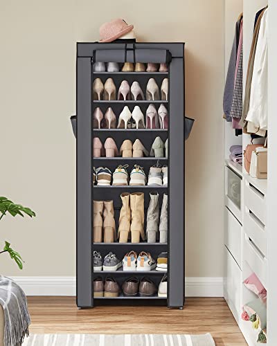 10 Tier Shoe Rack Cabinet for up to 27 Pairs of Shoes Free Standing Storage Organizer 58 x 28 x 160cm Grey