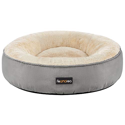 Dog Bed, Doughnut Cat Bed, Round, 50 cm Dia., Light Grey