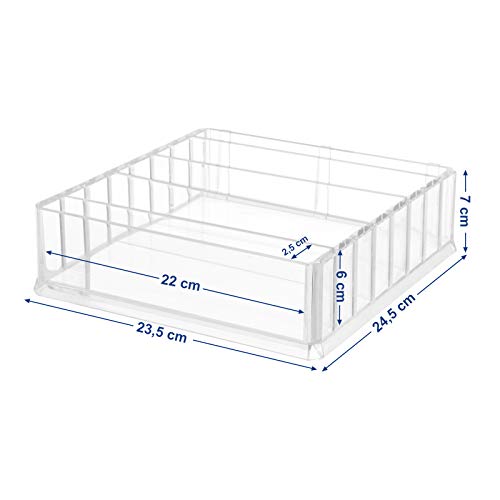 Makeup Organiser, Cosmetics Storage, with 7 Adjustable Shelves, for Palettes, Eyeshadow, Powders, Rouges, Dressing Table, Acrylic, Transparent