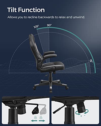 Office Chair, Ergonomic Desk Chair, Computer Chair, Height-Adjustable, 150 kg, PU Leather, Home Office, Black / Grey