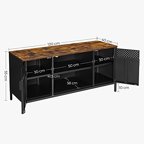 TV Stand, TV Cabinet, TV Table with 3 Adjustable Shelves, for TV up to 55 Inches, for Living Room, Bedroom, Rustic Brown and Black