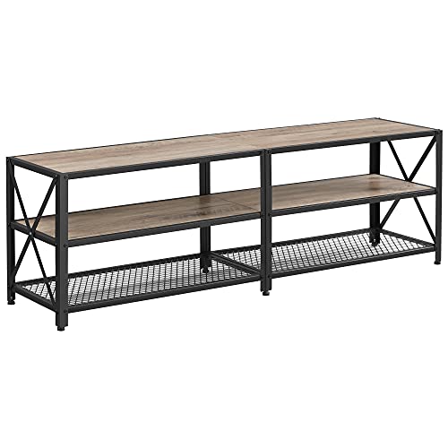 TV Stand, TV Table for TV up to 70 Inches, with Shelves, Steel Frame, Living Room, Bedroom Furniture, Greige and Black