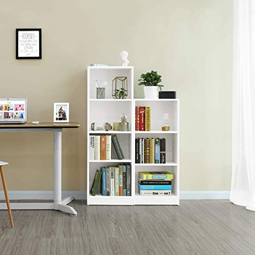 4-Tier Bookcase with Adjustable Shelves, Kid’s Bookshelf and Storage Unit for Study Home Office, 40 x 24 x 121.5 cm, White