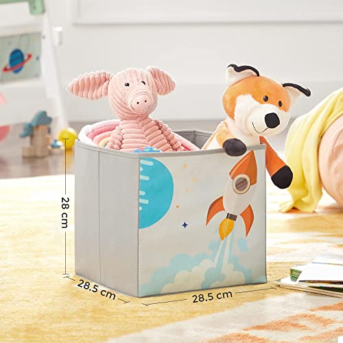 Toy and Book Organiser for Kids, Multi-Functional Storage Unit with 2 Storage Boxes, High Capacity, Universal Theme, for Playroom, Bedroom, Living Room, White