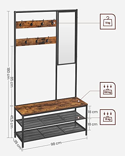 Coat Rack Stand, Industrial, Rustic Brown and Black