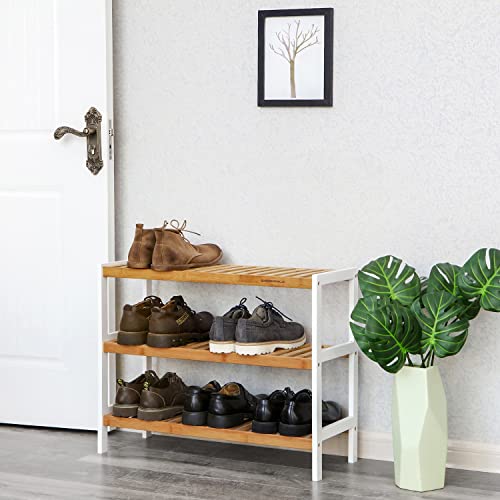 3-Tier Bamboo Shoe Rack, Stand Organizer, Storage Shelf, 70 x 26 x 55 cm (W x D x H), ideal for Hallway, Bathroom, Living Room, bedroom and Corridor