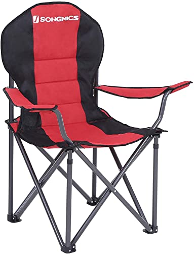 Foldable Camping Chair, with Comfortable Sponge Seat, Cup Holder, Heavy Duty Structure, Max Load Capacity 250 kg, Outdoor Chair, Black