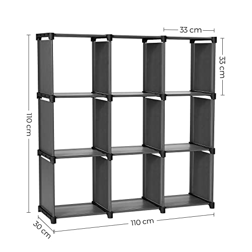 9-Cube DIY Storage Shelves, Open Bookshelf, Closet for Family Study, Organiser Rack, Cabinet in Living Room, Black