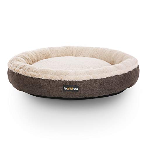 Dog Bed, Dog Sofa, Cat Bed, Donut Shape, Round, 65 cm Dia, Brown