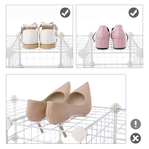 Modular Shoe Rack 15 Cubes, DIY Shelf with Metal Mesh Panels, Wardrobe Cabinet Hallway Bedroom Includes Rubber Gavel, White