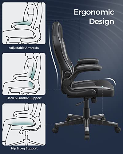 Office Chair, Ergonomic Desk Chair, Computer Chair, Height-Adjustable, 150 kg, PU Leather, Home Office, Black / Grey