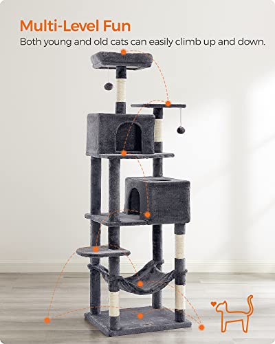 Cat Scratching Post 191 cm with Soft Plush Smoke Grey