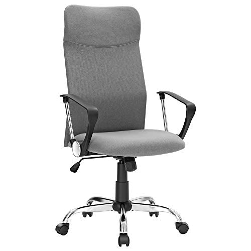 Office Chair Ergonomic Swivel Chair Padded Seat Fabric Cover Height-Adjustable and Tiltable up to 120 kg Load Capacity Grey