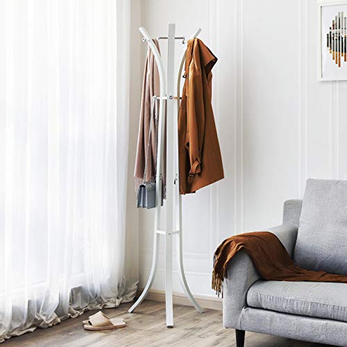 Heavy Duty Coat Hat Stand Rack Garment Coat Tree 9 Hook Metal, 176 cm White