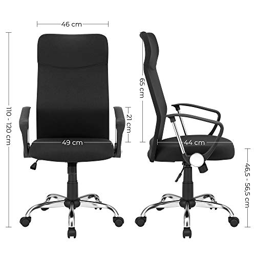 Office Chair Ergonomic Swivel Chair Padded Seat Fabric Cover Adjustable and Tiltable up to 120 kg Load Capacity Black